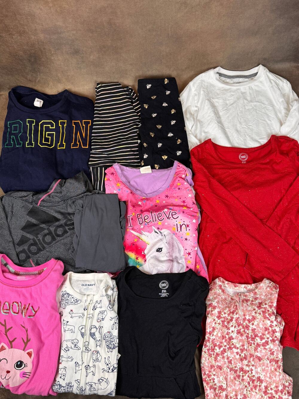 Girls Size 6/6X Fall Winter Clothing & Pajama Lot 12 Pc Adidas Old Navy #1047
